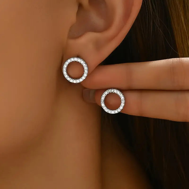 Crystal Circle Stud Earrings