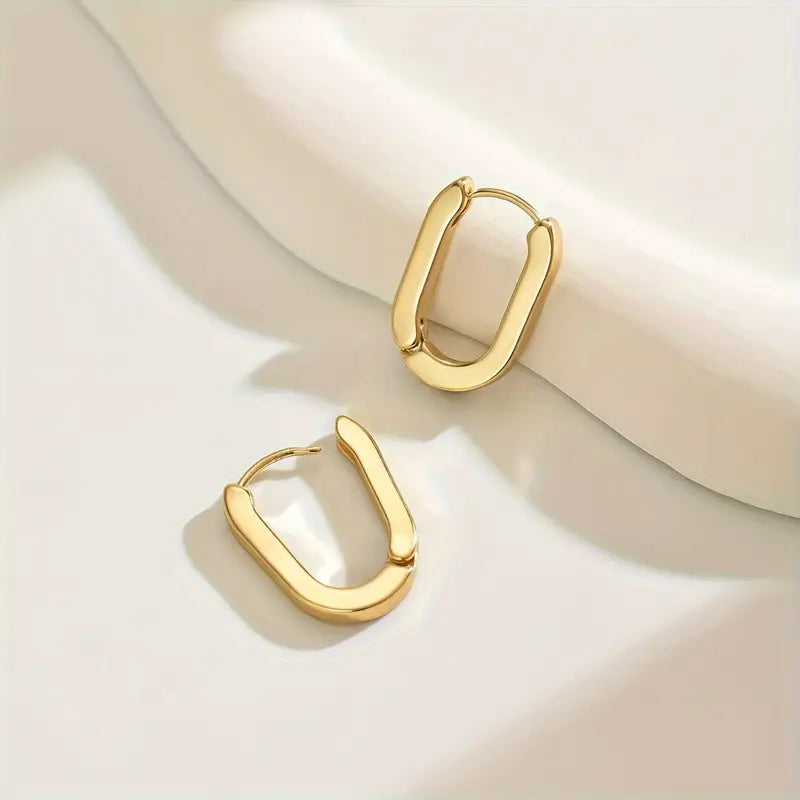 Gold Oval Hoop Earrings