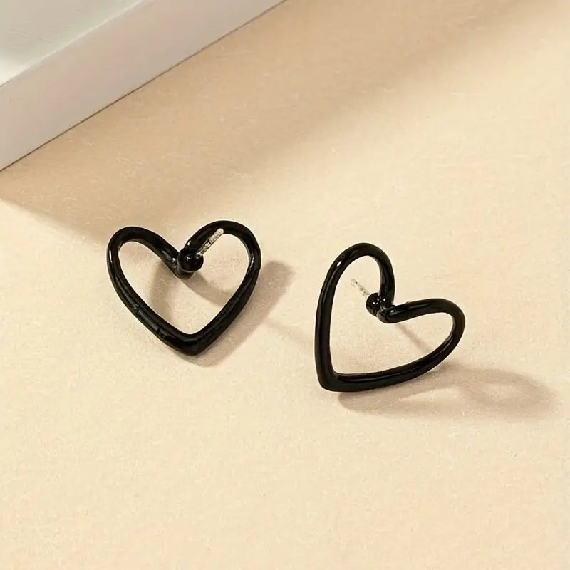 Black Heart Stud Earrings