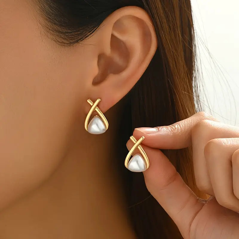 Pearl Teardrop Stud Earrings