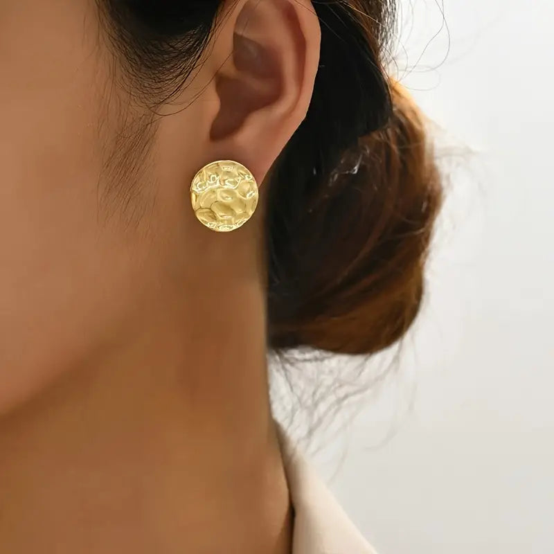 Hammered Gold Stud Earrings