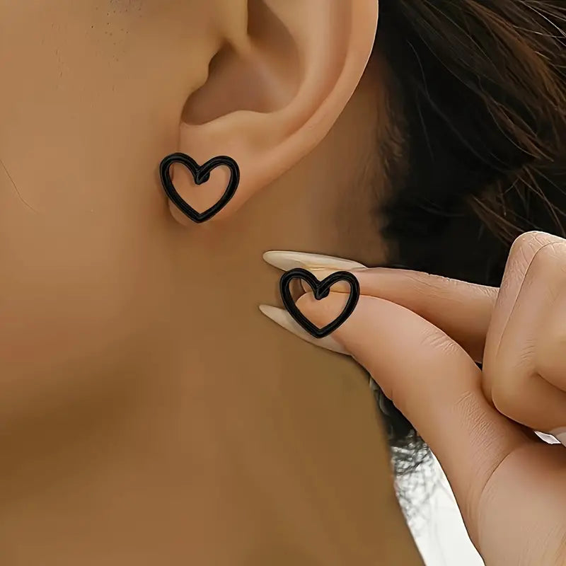 Black Heart Stud Earrings