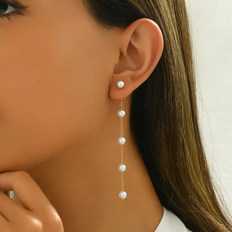 Pearl Chain Drop Earrings