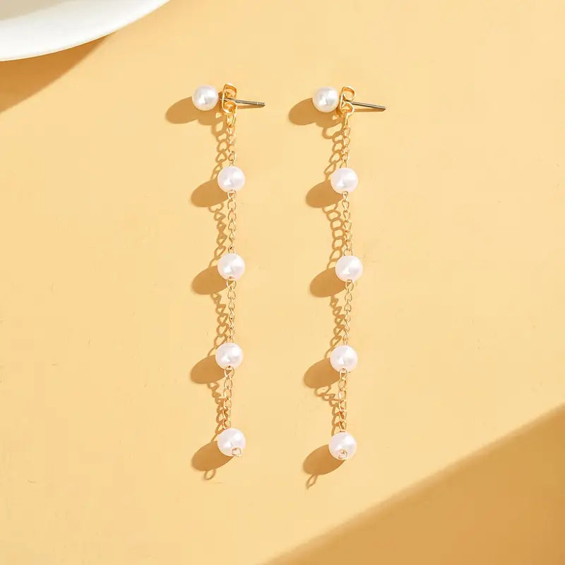 Pearl Chain Drop Earrings